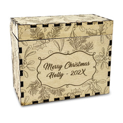 Christmas Holly Wood Recipe Box - Laser Engraved (Personalized)