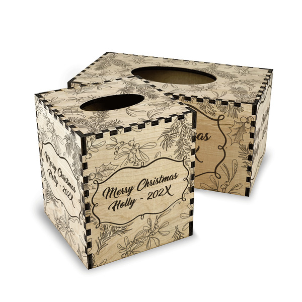 Christmas Holly Wood Tissue Box Covers - Parent/Main