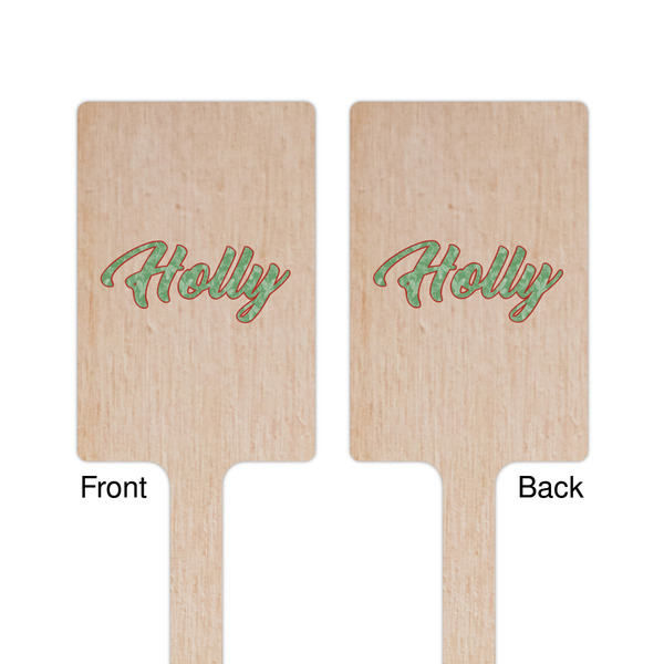 Christmas Holly Wooden 6.25" Stir Stick - Rectangular - Double Sided - Front & Back