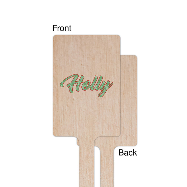 Christmas Holly Wooden 6.25" Stir Stick - Rectangular - Single - Front & Back