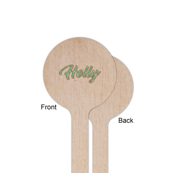 Christmas Holly Wooden 6" Stir Stick - Round - Single Sided - Front & Back