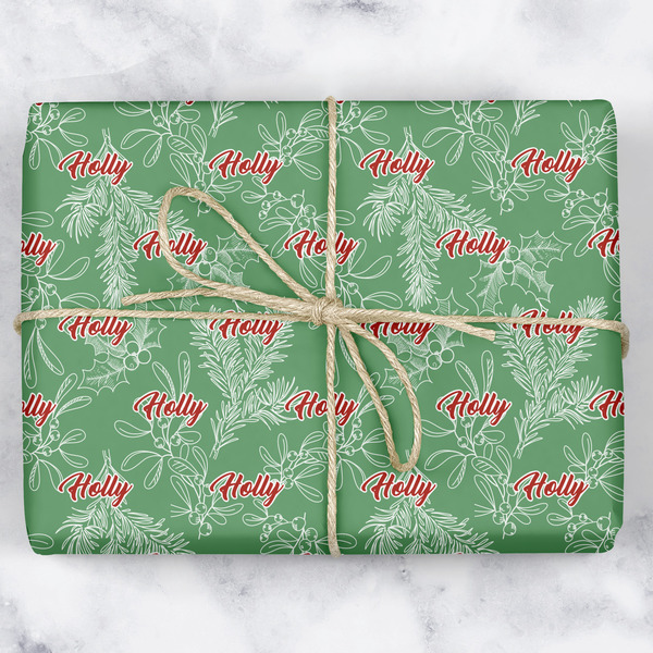 Custom Christmas Holly Wrapping Paper (Personalized)