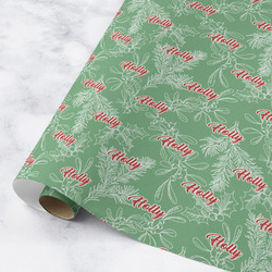 Christmas Holly Wrapping Paper Roll - Medium - Matte (Personalized)