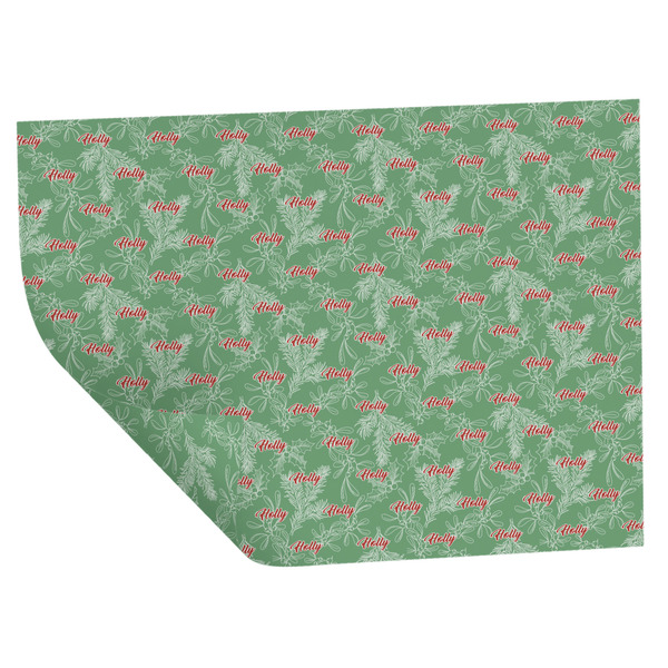 Christmas Holly Wrapping Paper Sheet - Double Sided - Folded