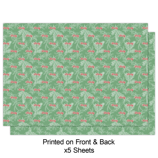 Christmas Holly Wrapping Paper Sheet - Double Sided - Front