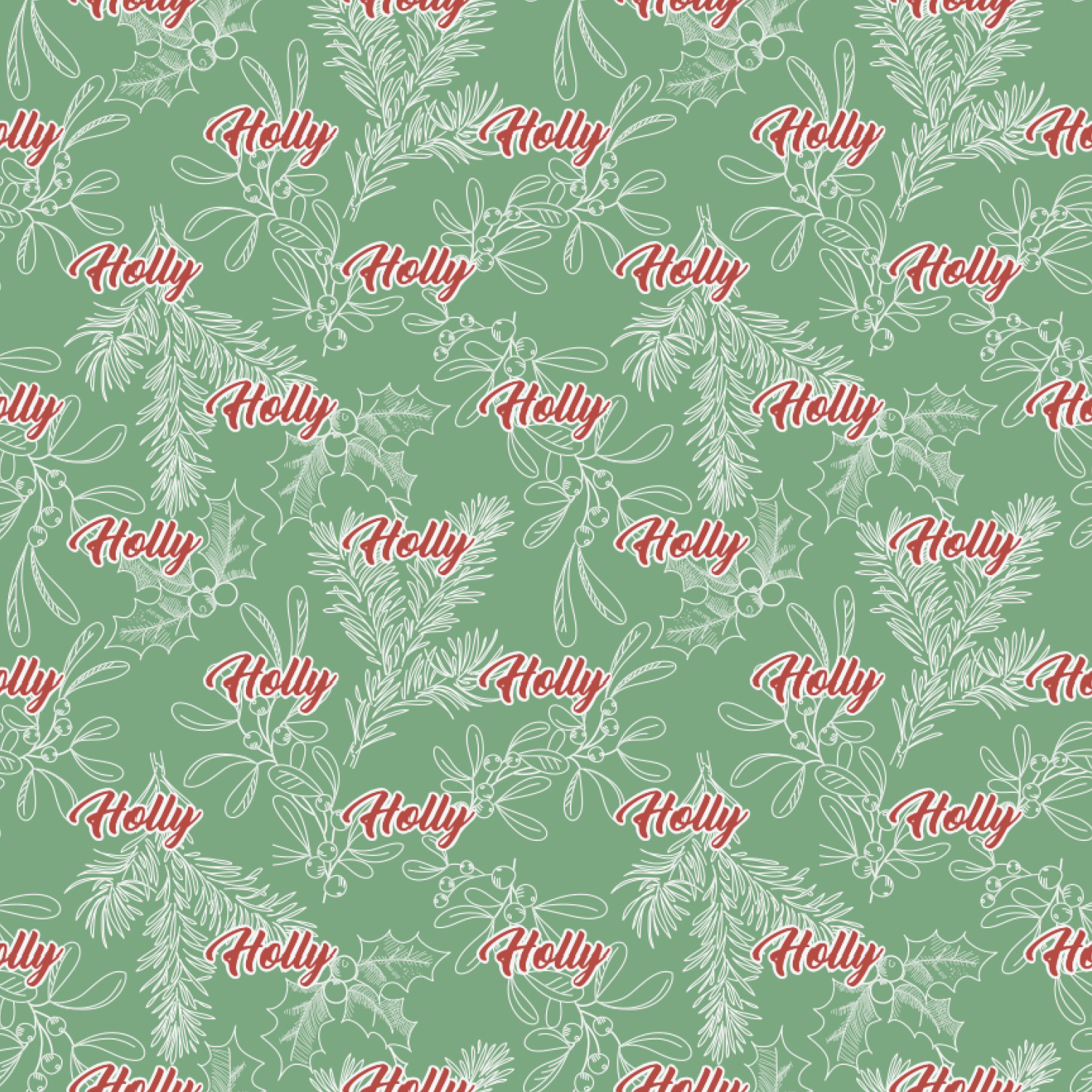 Holly Christmas Wrapping Paper 