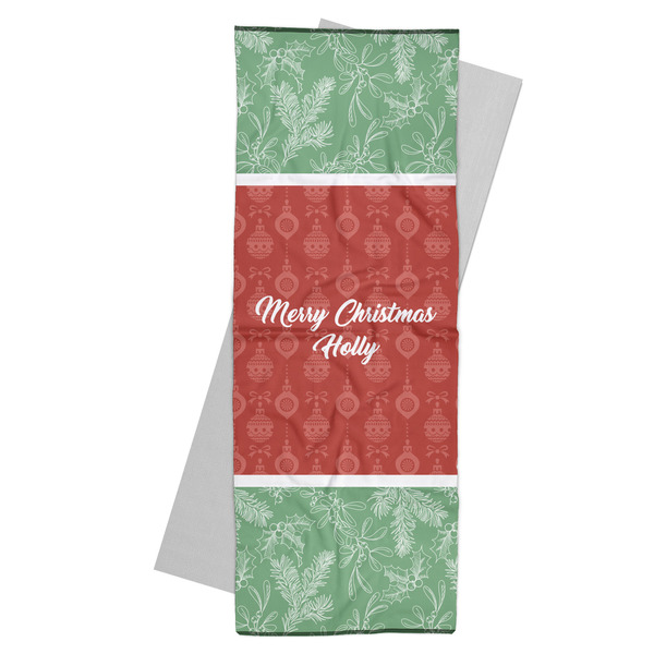 Custom Christmas Holly Yoga Mat Towel (Personalized)