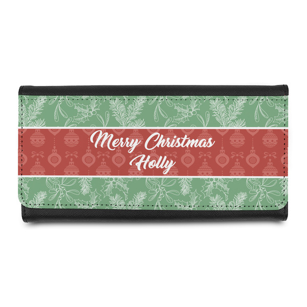 Custom Christmas Holly Leatherette Ladies Wallet (Personalized)