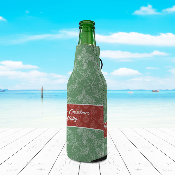 Christmas Holly Zipper Bottle Cooler - LIFESTYLE