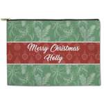 Christmas Holly Zipper Pouch - Large - 12.5"x8.5" (Personalized)