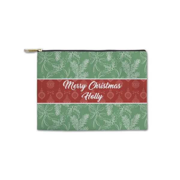 Custom Christmas Holly Zipper Pouch - Small - 8.5"x6" (Personalized)