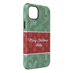 Christmas Holly iPhone Case - Rubber Lined - iPhone 14 Plus (Personalized)