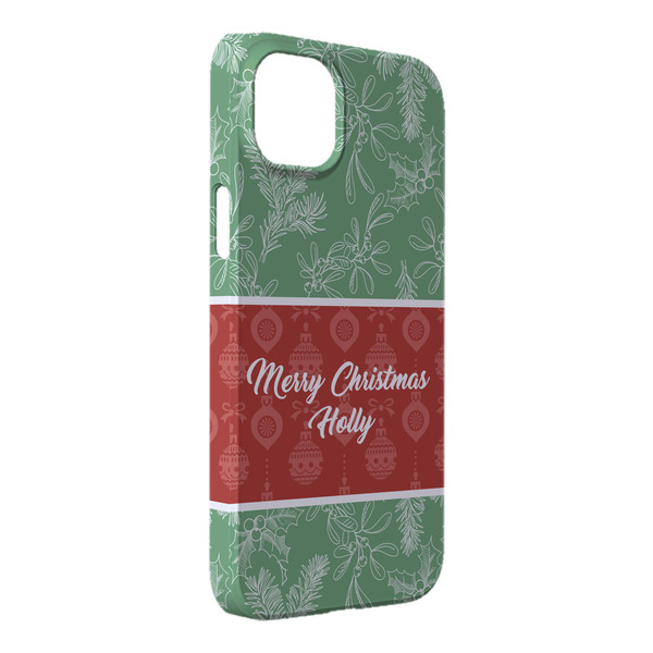 Custom Christmas Holly iPhone Case - Plastic - iPhone 14 Pro Max (Personalized)