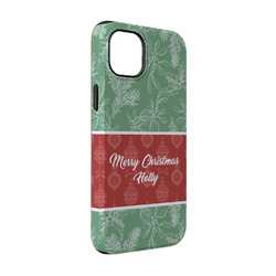 Christmas Holly iPhone Case - Rubber Lined - iPhone 14 Pro (Personalized)