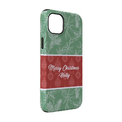 Christmas Holly iPhone Case - Rubber Lined - iPhone 14 (Personalized)