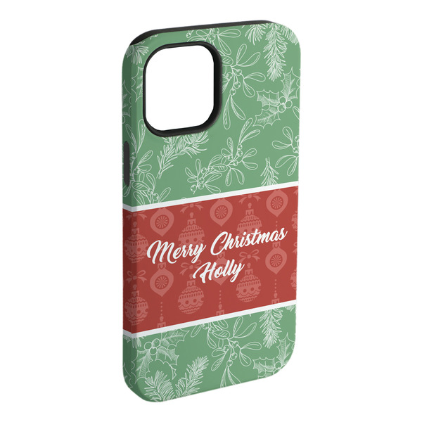 Custom Christmas Holly iPhone Case - Rubber Lined (Personalized)