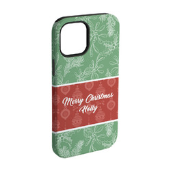 Christmas Holly iPhone Case - Rubber Lined - iPhone 15 Pro (Personalized)