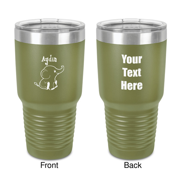 Custom Safari 30 oz Stainless Steel Tumbler - Olive - Double-Sided (Personalized)