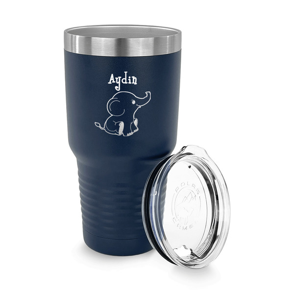 Safari 30 oz Stainless Steel Ringneck Tumblers - Navy - LID OFF