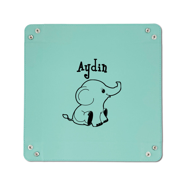 Safari 6" x 6" Teal Leatherette Snap Up Tray - APPROVAL
