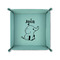 Safari 6" x 6" Teal Leatherette Snap Up Tray - FOLDED UP