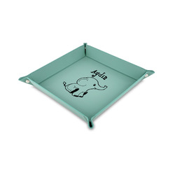 Safari 6" x 6" Teal Faux Leather Valet Tray (Personalized)