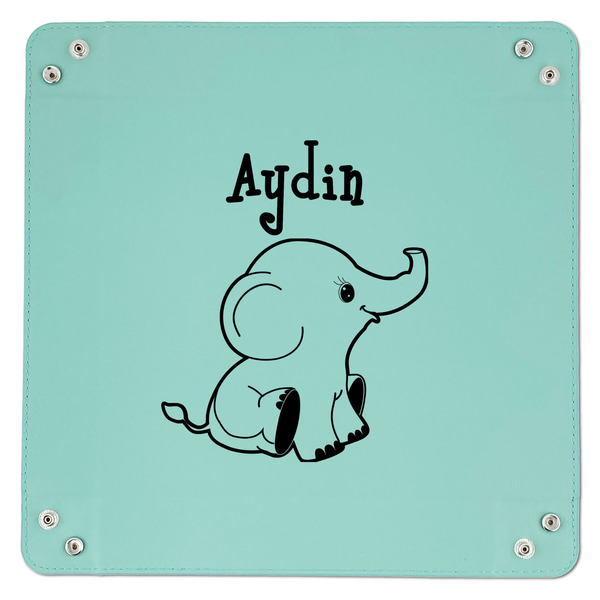 Safari 9" x 9" Teal Leatherette Snap Up Tray - APPROVAL