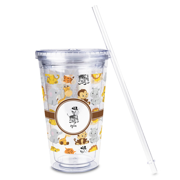 Safari Acrylic Tumbler - Full Print - Front straw out