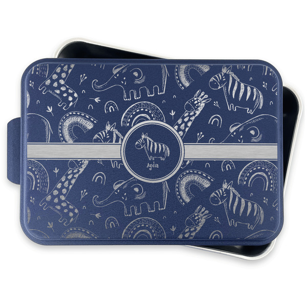 Safari Aluminum Baking Pan - Navy Lid - FRONT w/lid off