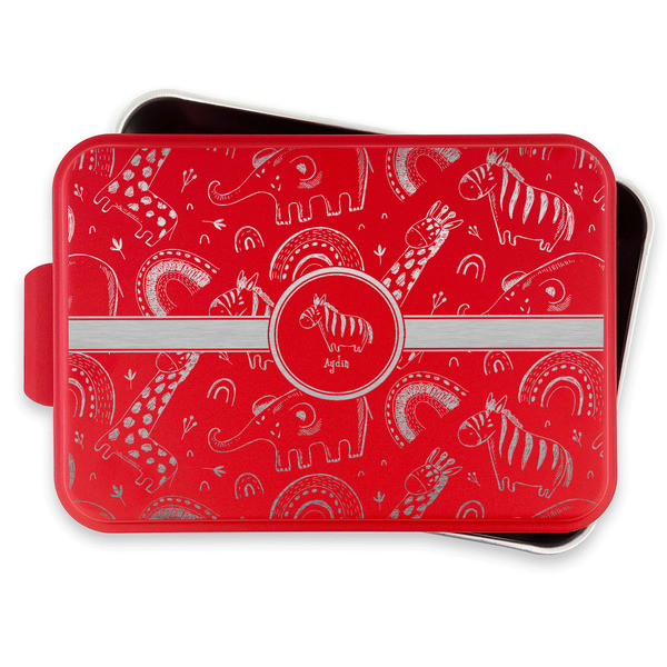 Safari Aluminum Baking Pan - Red Lid - FRONT w/lif off