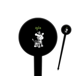 Safari 4" Round Plastic Food Picks - Black - Single Sided (Personalized)