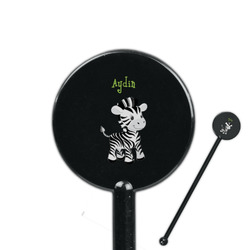 Safari 5.5" Round Plastic Stir Sticks - Black - Single Sided (Personalized)