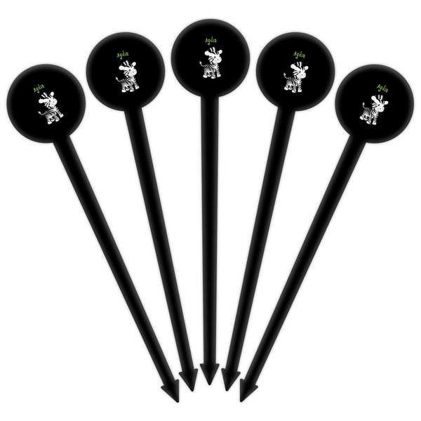 Safari Black Plastic 6" Food Pick - Round - Fan View