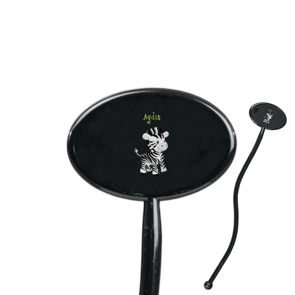 Custom Safari 7" Oval Plastic Stir Sticks - Black - Single Sided (Personalized)
