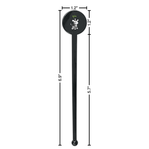 Safari Black Plastic 7" Stir Stick - Round - Dimensions