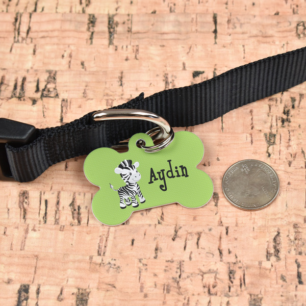 Safari Bone Shaped Dog ID Tag - Large - In Context
