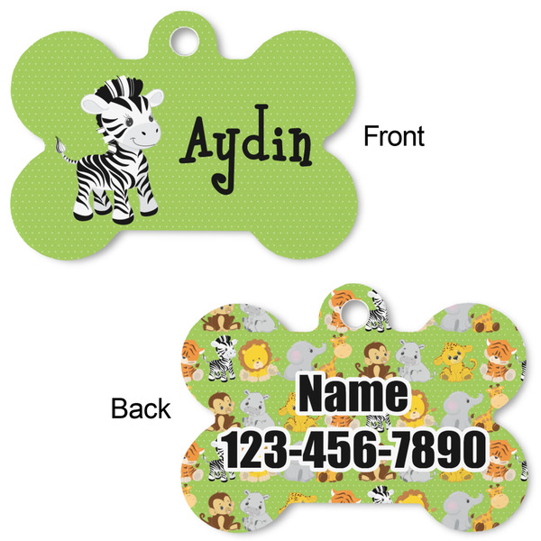 Safari Bone Shaped Dog Tag - Front & Back