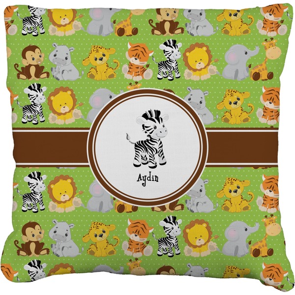 Custom Safari Faux-Linen Throw Pillow (Personalized)