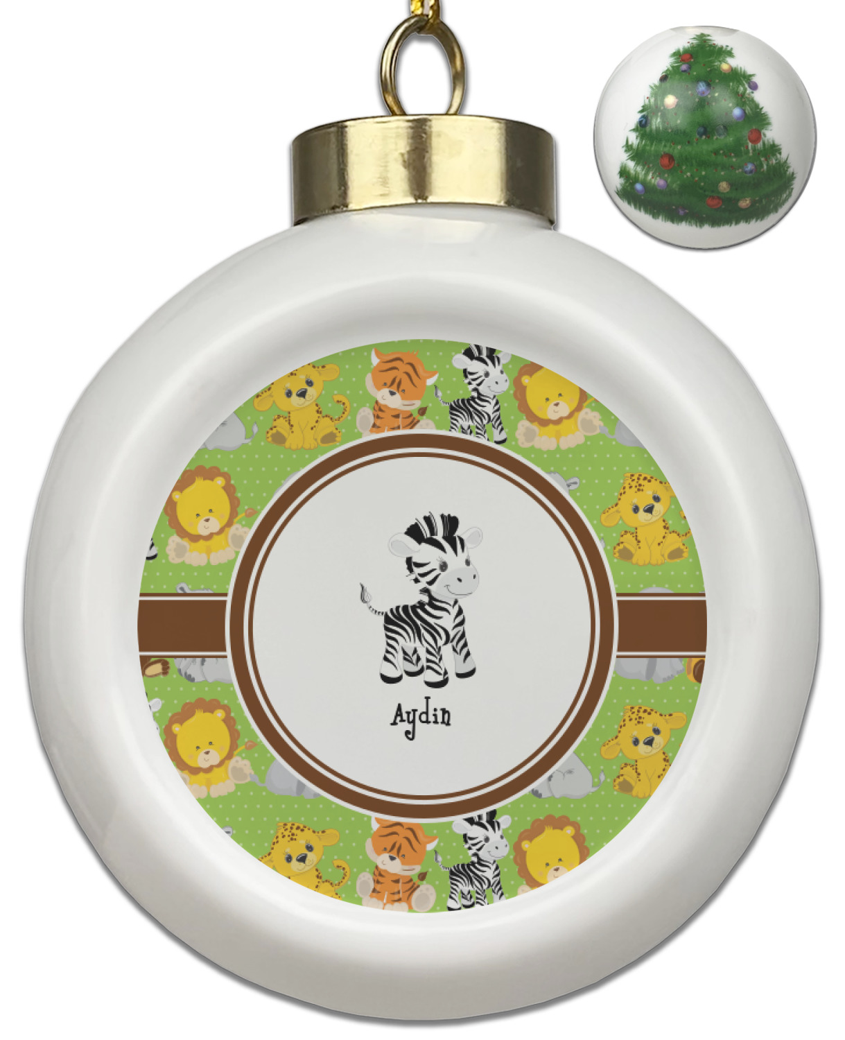 Safari Ceramic Ball Ornament - Christmas Tree (Personalized