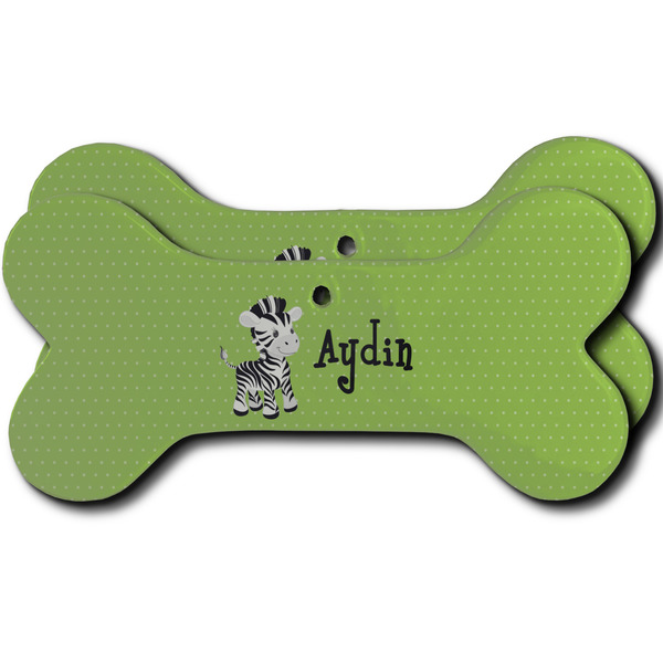 Custom Safari Ceramic Dog Ornament - Front & Back w/ Name or Text