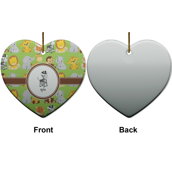 Safari Ceramic Flat Ornament - Heart Front & Back (APPROVAL)