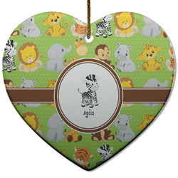 Safari Heart Ceramic Ornament w/ Name or Text