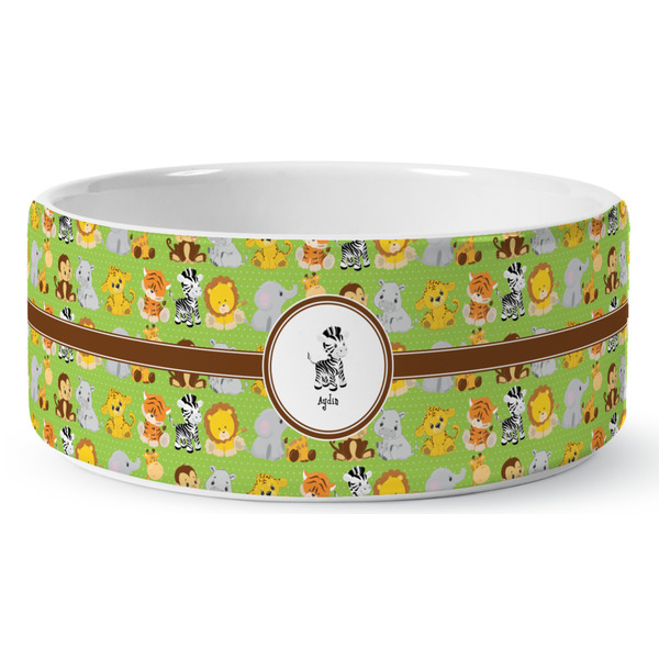Custom Safari Ceramic Dog Bowl - Large (Personalized)