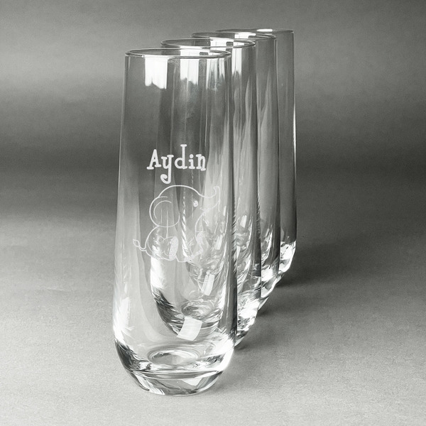 Custom Safari Champagne Flute - Stemless Engraved - Set of 4 (Personalized)