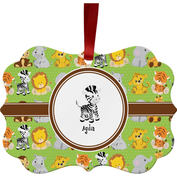 Custom Safari Metal Frame Ornament - Double Sided w/ Name or Text