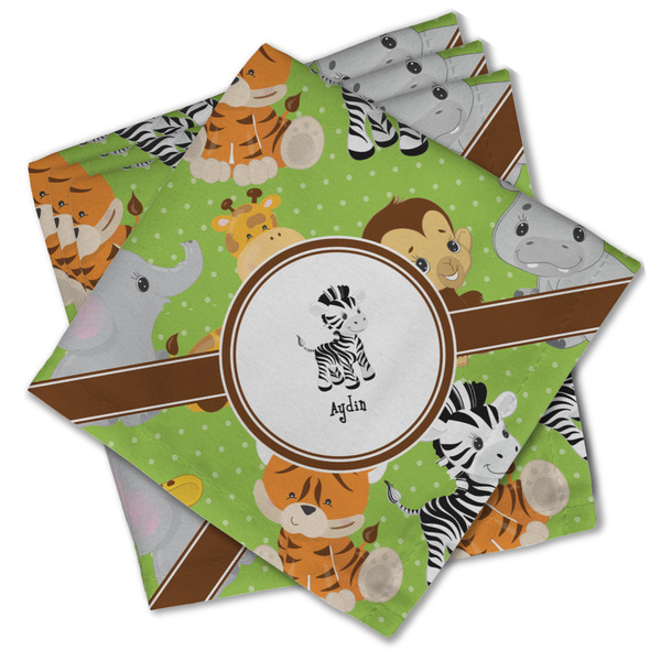 Custom Safari Cloth Cocktail Napkins - Set of 4 w/ Name or Text
