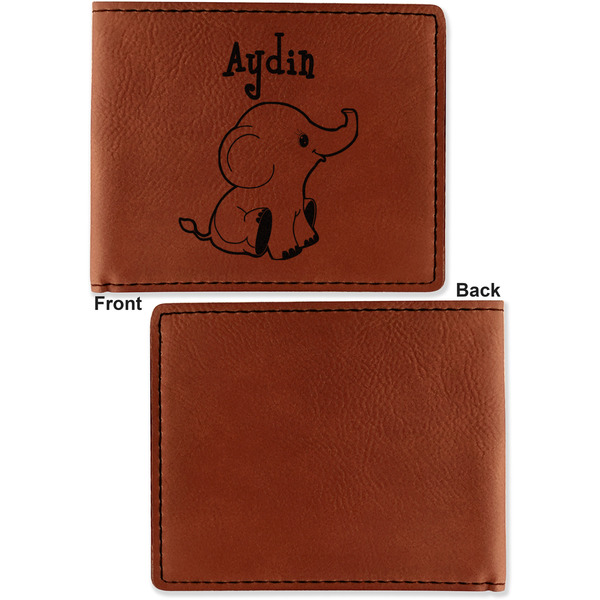 Safari Cognac Leatherette Bifold Wallets - Front and Back Single Sided - Apvl