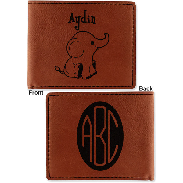 Safari Cognac Leatherette Bifold Wallets - Front and Back