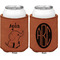 Safari Cognac Leatherette Can Sleeve - Double Sided Front and Back