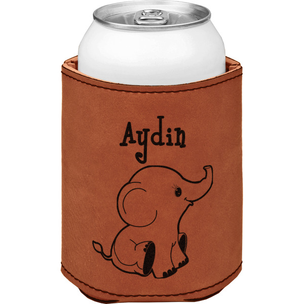 Safari Cognac Leatherette Can Sleeve - Single Front